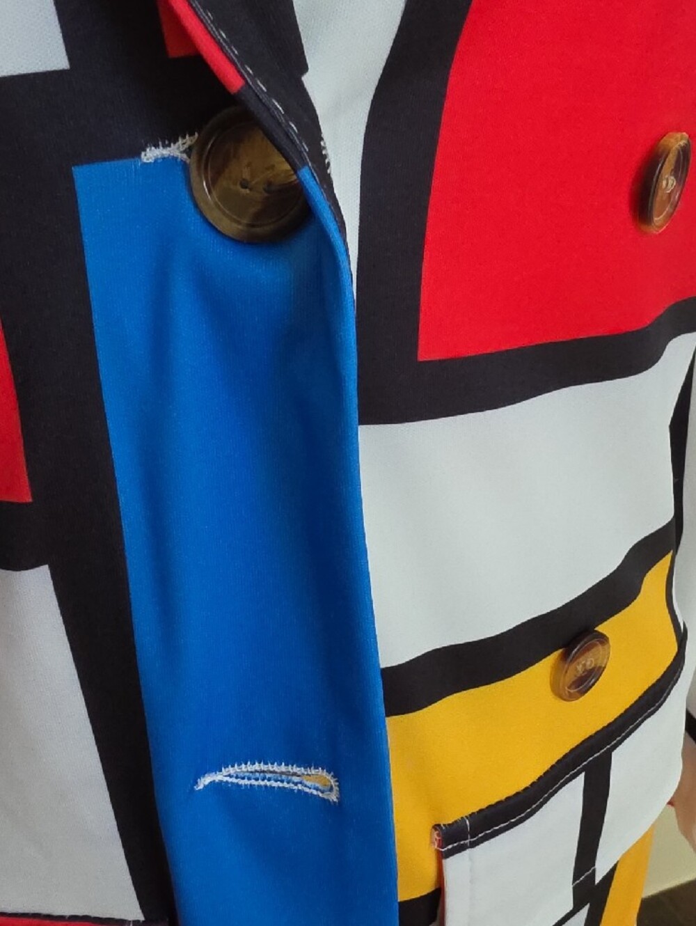 Colorblock Geometric Long Shirt Dress in Red, Blue & Yellow - Picture 2 of 4